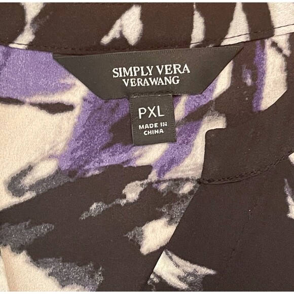 Simply Vera Vera Wang | NWT Petite Purple, Black, & White Button Down Top | PXL - Picture 3 of 9